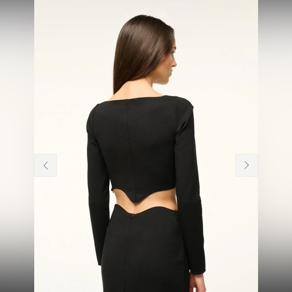 STAUD Corde Top | Black Cutout Crop Top Long Sleeve | New Never Worn - Picture 3 of 6
